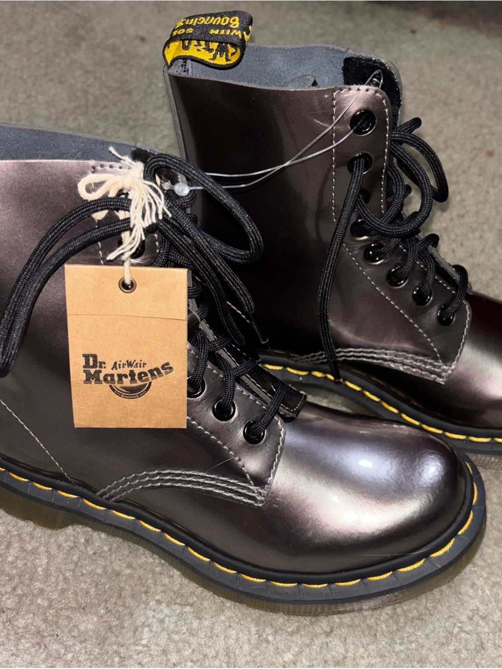 Dr. Martens Women’s  Metallic Charcoal 8-Eye Lace-Up Boots